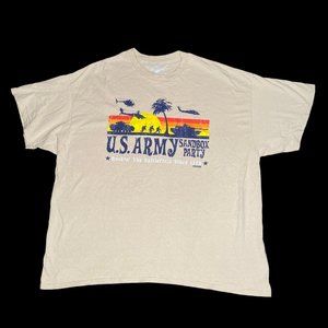 U.S. Army Sandbox Party T Shirt 2XL XXL Beige Rockin The Battlefield Since 1775